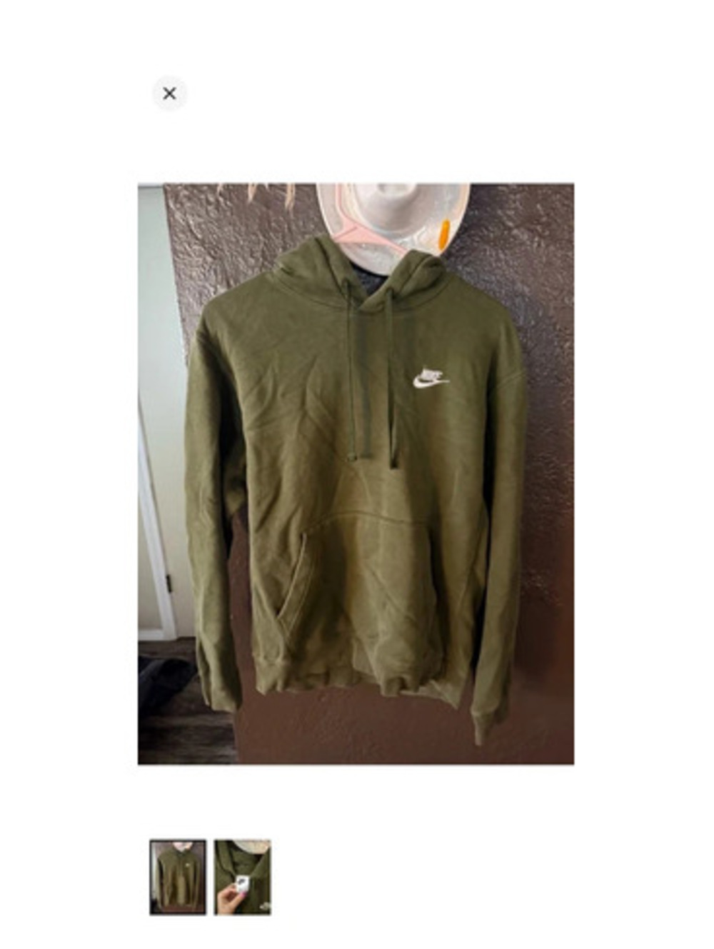Nike Olive Green Pullover Hoodie with White Logo